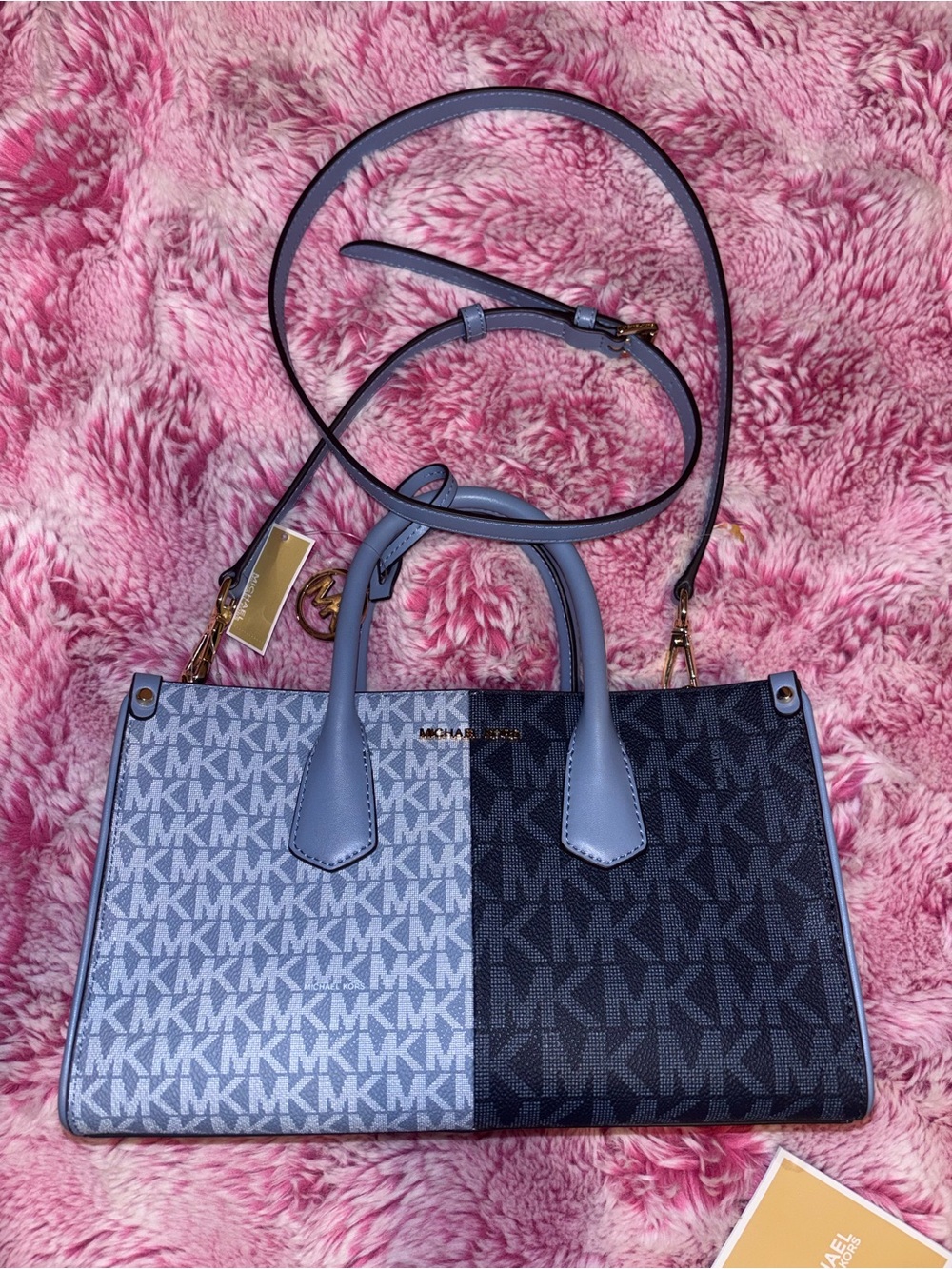 Michael Kors Two-Tone Gray/Black Signature Satchel